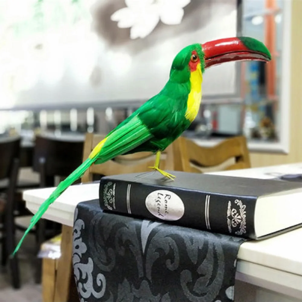 

creative simulation bird model foam&feather green Toucan toy gift about 45cm