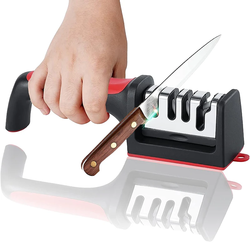 Knife Sharpeners 4 in 1 Professional Stainless Steel Quick Knife Sharpener For Kitchen Knives Ergonomic Kitchen Sharpeners