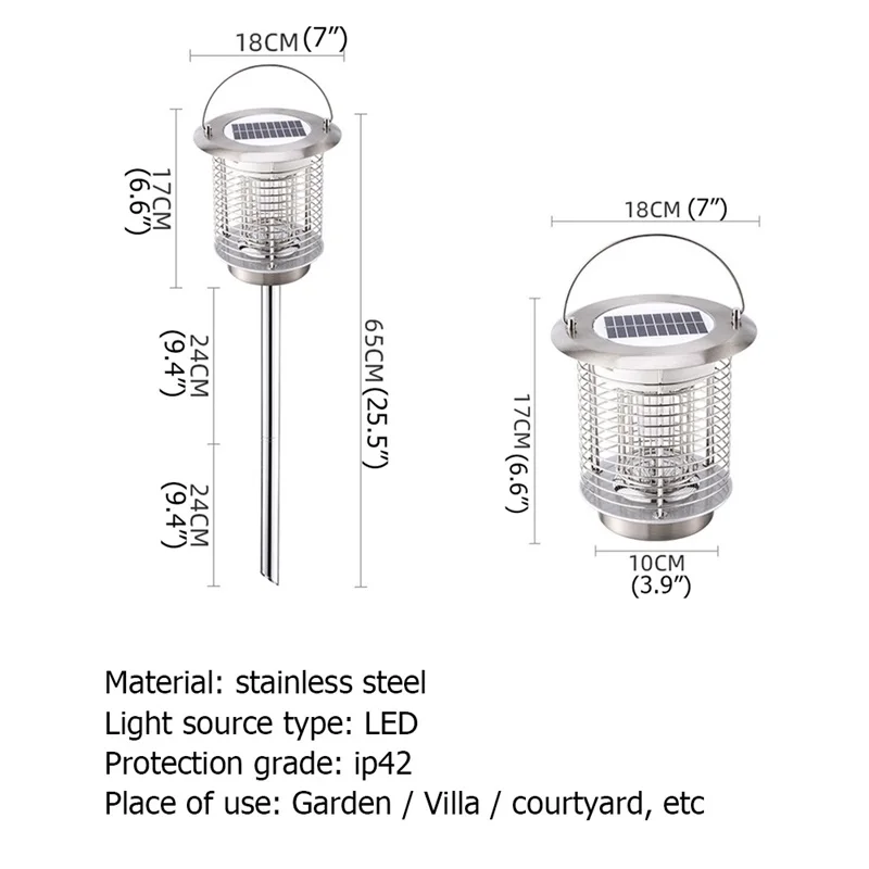 BELLE Outdoor Solar Mosquito Killer Lamp Insect Kill Trap Repellent LED Lawn Lighting for Home Garden