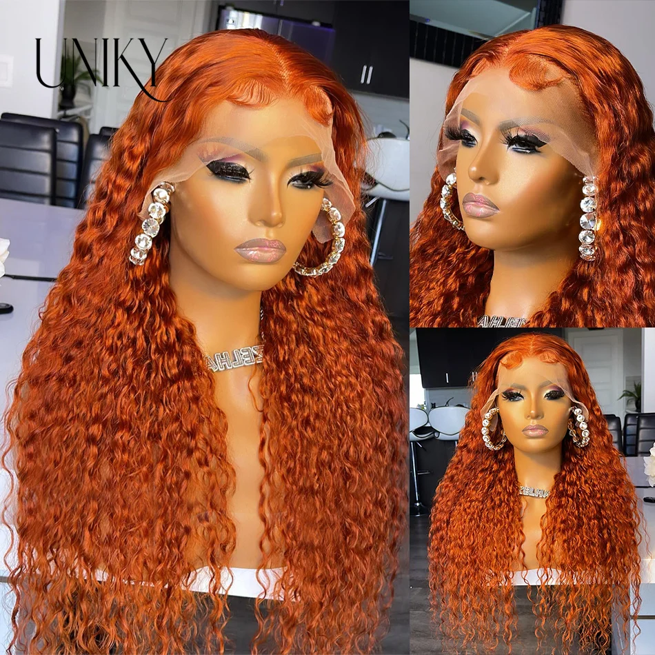 30 Inch Ginger Orange Kinky Curly 13x4 Lace Frontal Wigs For Women Transparent Lace Front Human Hair Wig 4X4 Curly Deep Wave Wig