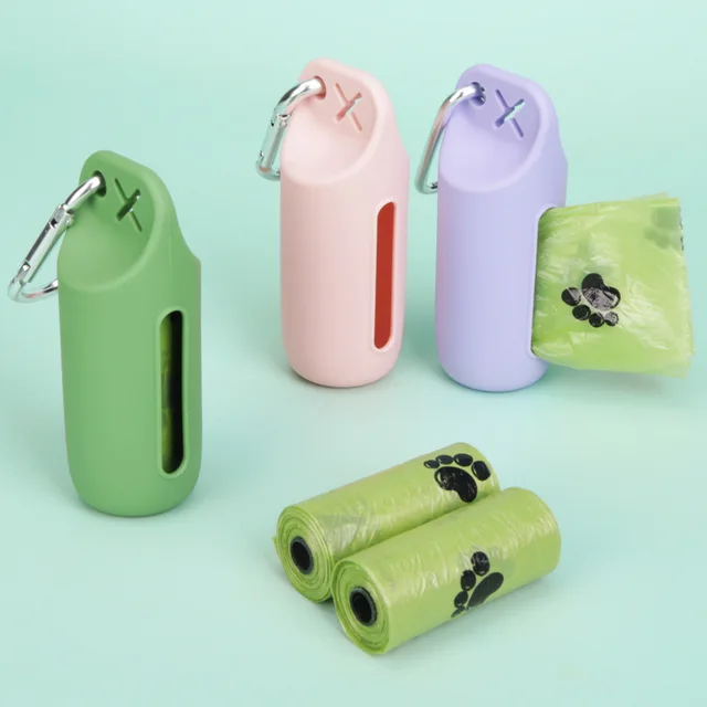 Portable Dog Poop Bag Case Toilet Bag Garbage Bin Sofe Silicone Pet Garbage Bag Dispenser Dog Poop Bag Storage Device With Hook 3