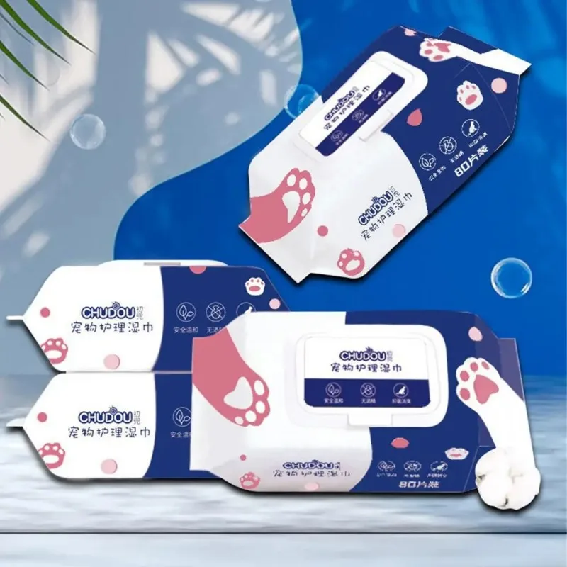 Cat Dog Wet Wipes Pure Water Formula Three Dimensional Texture Effective Cleaning Deodorization Moisture Preserving Pet Supplies pet cleaning wipes
