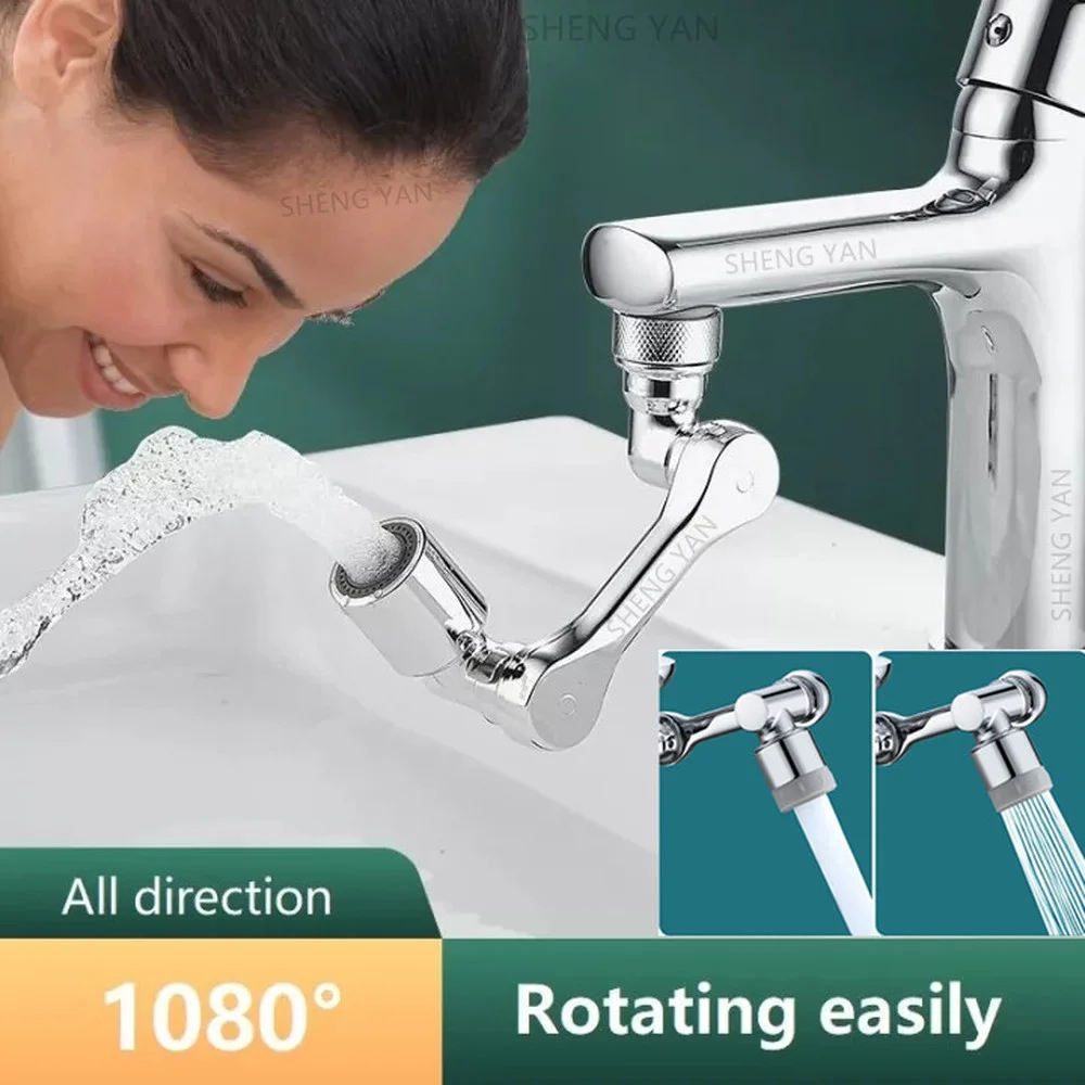 Nuovo Braccio Robotico 1080 ° Rotazione Rubinetto Extender Aeratore Doccia Plastica Splash Filtro Cucina Lavabo Rubinetti Bubbler Ugello