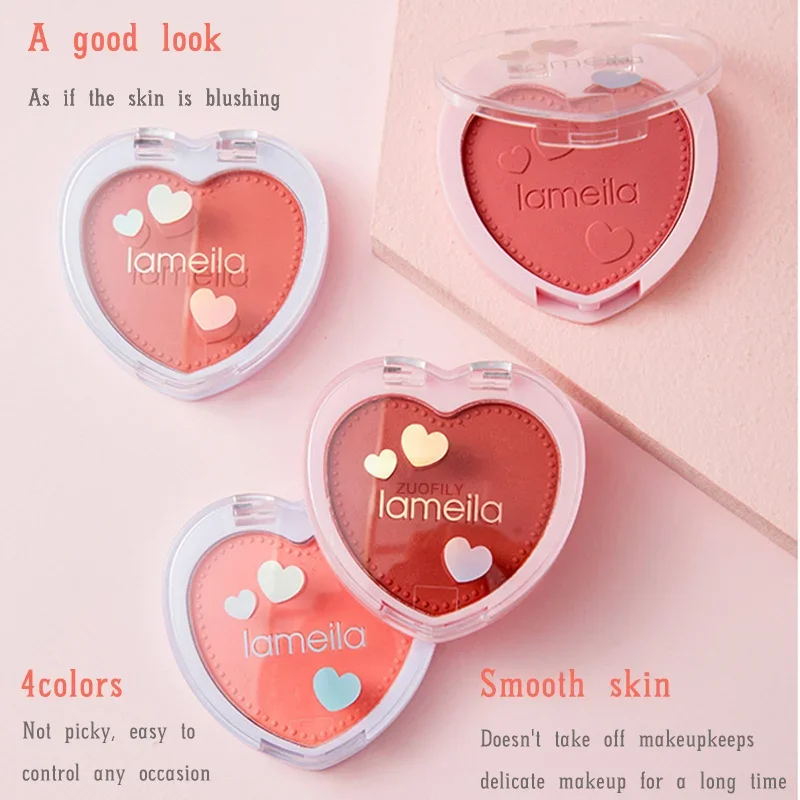 4 Color Blush Makeup Love Palette Mineral Powder Red Rouge Lasting Natural Cream Cheek Tint Waterproof Hawthorn Blusher Cosmetic