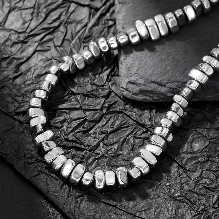 Hematite Stone Men Necklace Punk Accessories