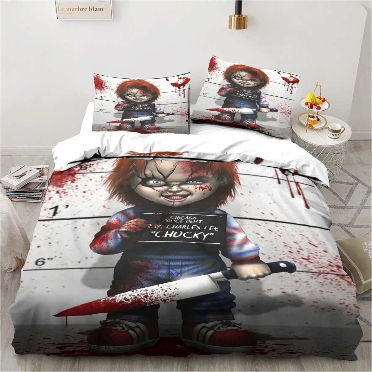 

Horror Movie Cover Digital Print Polyester Bedding Sets Child Kids Covers Boys Bed Linen Set for Teens king size bedding set