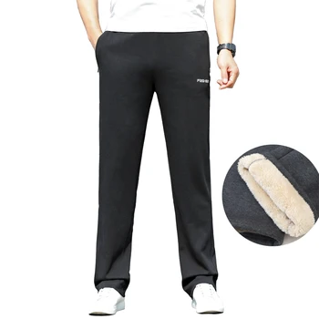 Winter thick wool pants men's jogger high waist sweatpants men's warm solid pants jogging slacks
