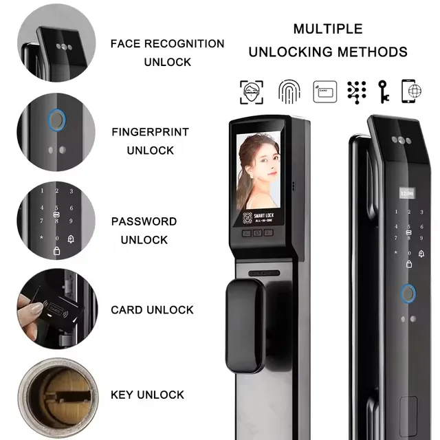 Sunlight 001Tuya Smart Door Lock 3d Face Recognition Automatic Smart Locks With Camera Smart Biometric Security Door Lock 4