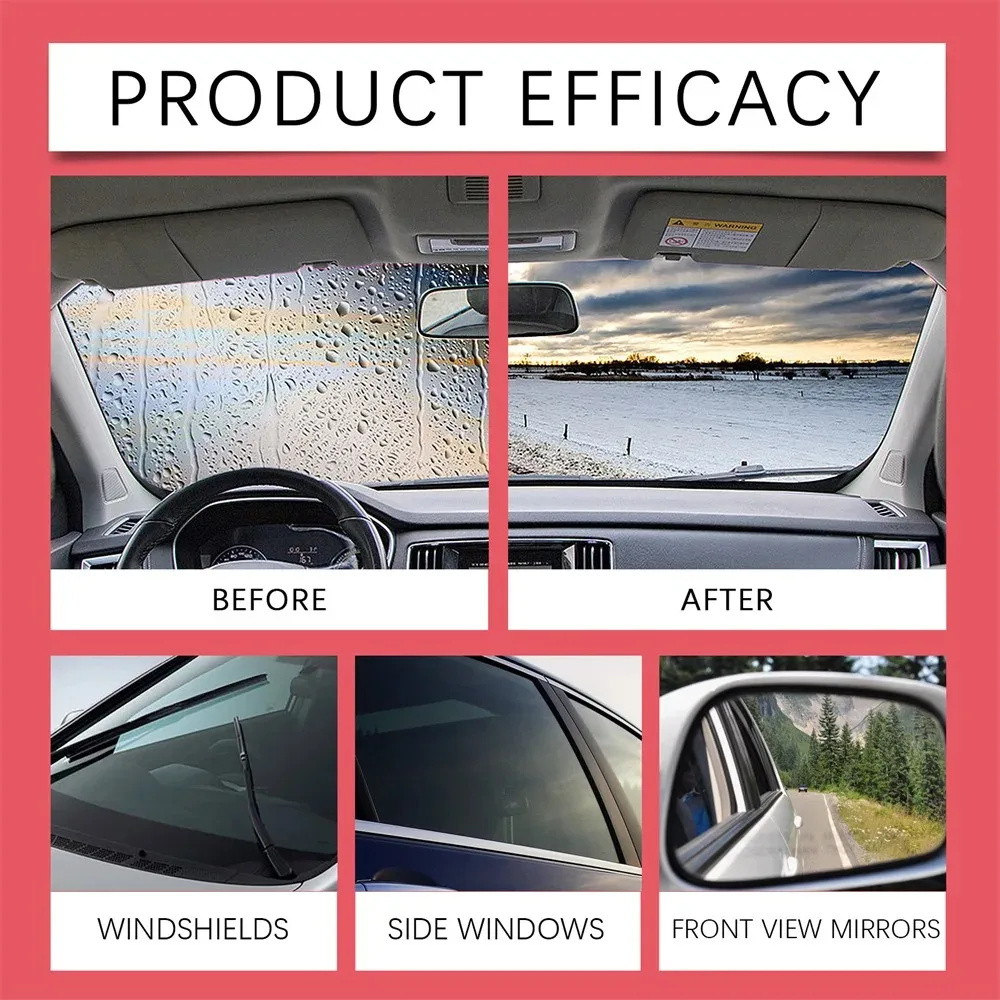 Professional Auto Glass Cleaner with Hydrophobic Coating - Oil Film Remover for Windshields & Windows Detailing Tools Included