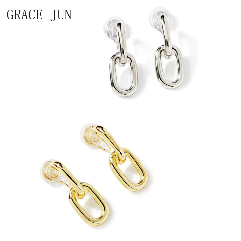 Personality Silver Plated Oval Mosquito Coil Clip on Earrings European and American Simple Metal Rubber Ear Clips ear clip earrings clip earrings ear clip ear accessories
