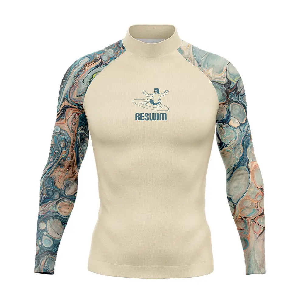 Summer Men's Rash Guard Long Sleeve Surf Swim T-shirt Beach UV Protection Swimwear Lycra Surfing Diving Swimsuit Rashguard Shirt rash guard surfing swimsuit