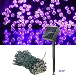 Solar - Powered Warm White & Purple LED Fairy String Lights - Waterproof Outdoor Garden Decoration - 7m 50led (PURPLE)