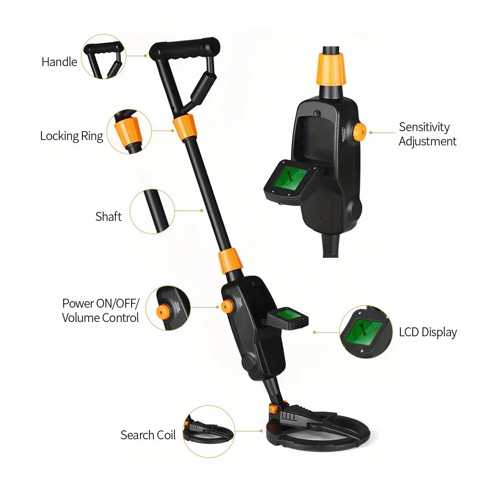 MD1008A Children Metal Detector Gold Pinpointer Portable Underground Gold Treasure Finder Detector Metal Detecting Tool for Kids