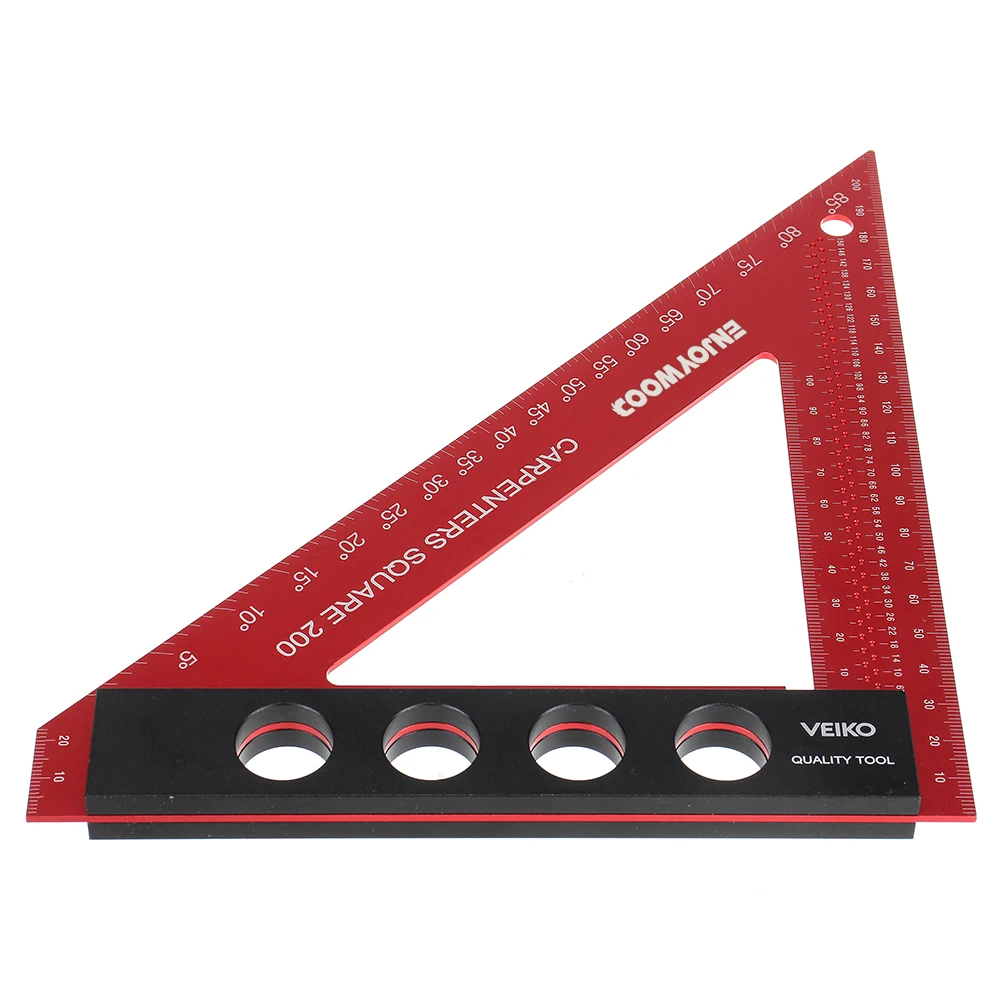 200 mm quadratisches Dreieckslineal aus Aluminiumlegierung, metrische Holzbearbeitung, Präzisionslochpositionierung, quadratisches Zimmermannslineal – Detail 10
