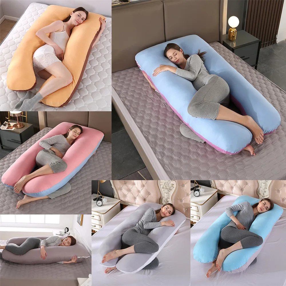 Materbity Pillow for Women Cotton Color Matching Removable Washable U-shaped Waist Support Cushion Pillow Maternity Body pregnancy pillow