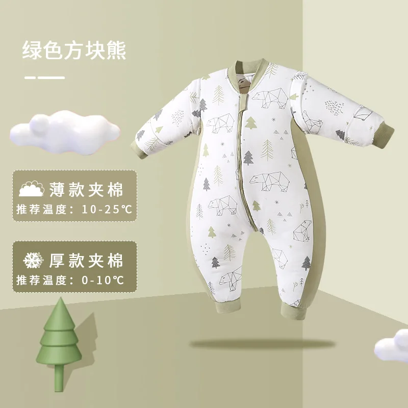 

Children's Anti-Kick Quilt Pure Cotton Baby Anti-Startle Autumn and Winter Thickened Quilted Split Leg Baby Sleeping Bag