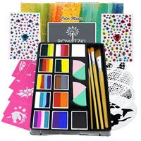 Bowitzki Professional Water Activated Face Paint Kit Split Cake Palette Rainbow Makeup in Carnival Party Festival Cosplay Makeup 1