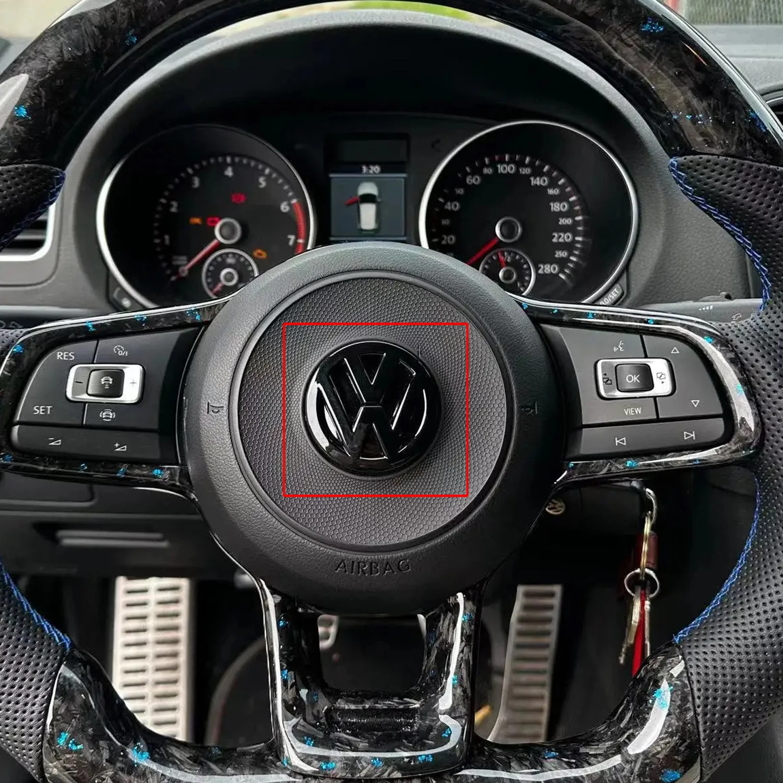 Steering Wheel Covers Volkswagen Gloss black emblem cover for Golf 7 Rline