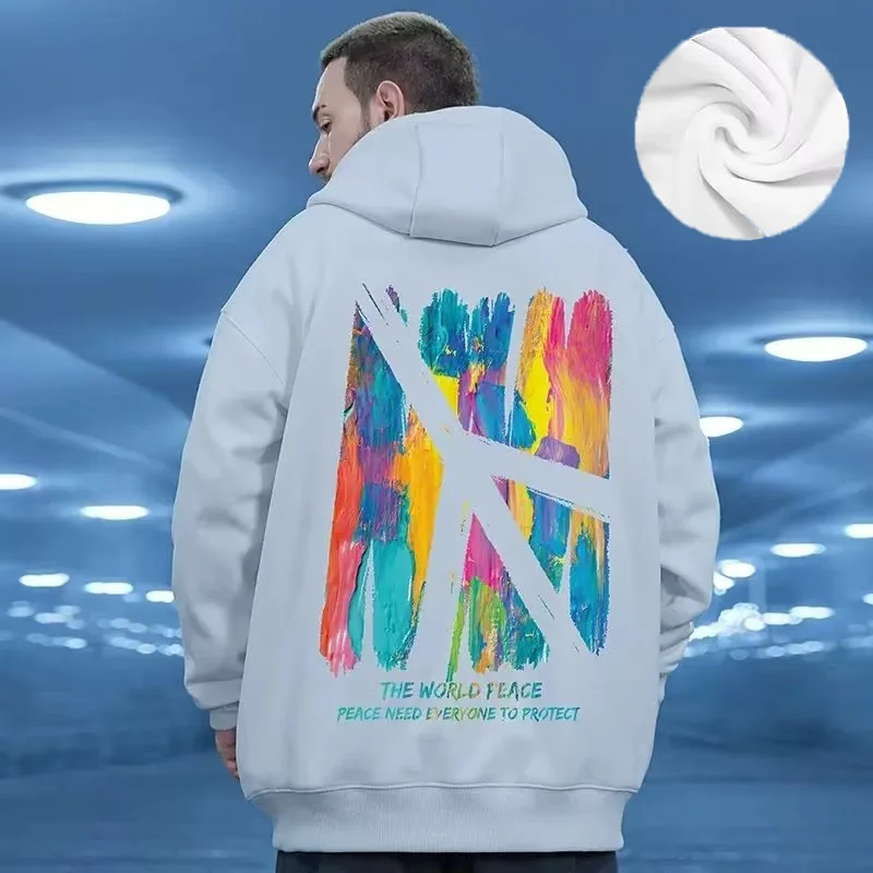 Hooded Sweater Men's Trendy Brand Large Size M-8XL Men's Autumn And Winter Style Plush And Thick Fat Hip-hop Pullover Jacket