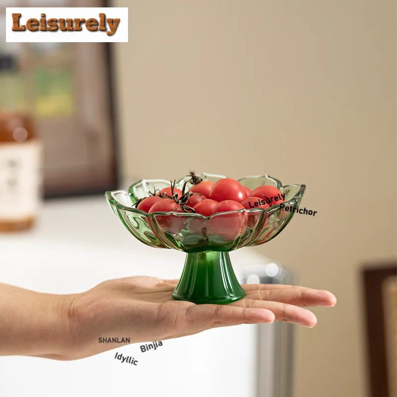 Lotus Azure Stone High Foot Fruit Dishes Zen Pastry Plate Candy Bar Trinket Dish Household Hospitality Dishes Drinkware Craft