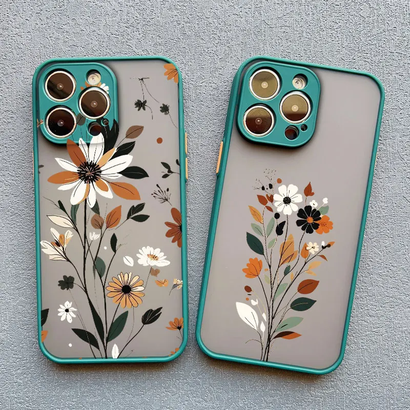Winterliche Äste, Blätter und Blumen Handyhülle für iPhone 17 16 15 14 Plus Pro Max 13 12 Mini 11 Pro Max X XS XR Stoßfeste Schutzhülle – Detail 12