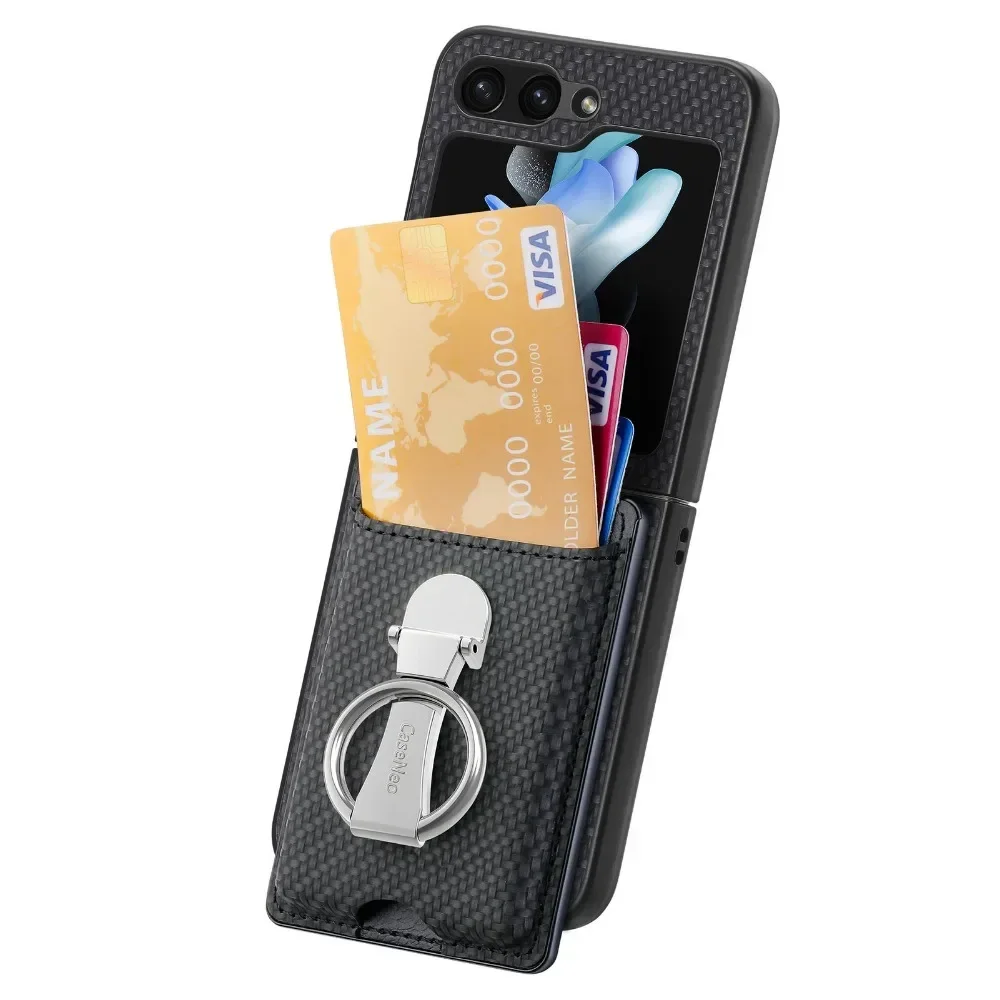 Ring-Kartenhalter-Brieftaschen-Flip-Handyhülle für Samsung Galaxy Z Flip 8 7 6 5 4 3 Flip7 Flip6 Flip5 Flip4 Flip2 5G PU-Leder-Cover – Detail 26