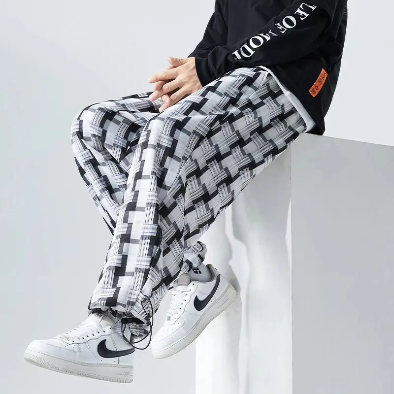 

New Men Baggy Joggers Men's Plaid Sweatpants Hip Hop Streetwear Harem Pant Wide Leg Sports Pants Oversize Male Pants 5XL