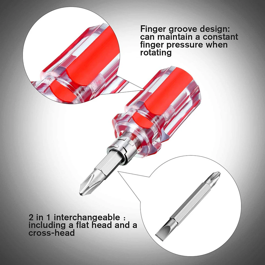 

Nutdrivers Screwdriver Short 2-in-1 3pcs Cross Head Driver Flat Hand Tools Impact Interchangeable Multifunction