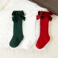 Autumn Winter Baby Girls Bowknot Knee High Socks Toddler Tube Princess Sock For Kids Knitted Socken Leg Warmer 0-8Years 4