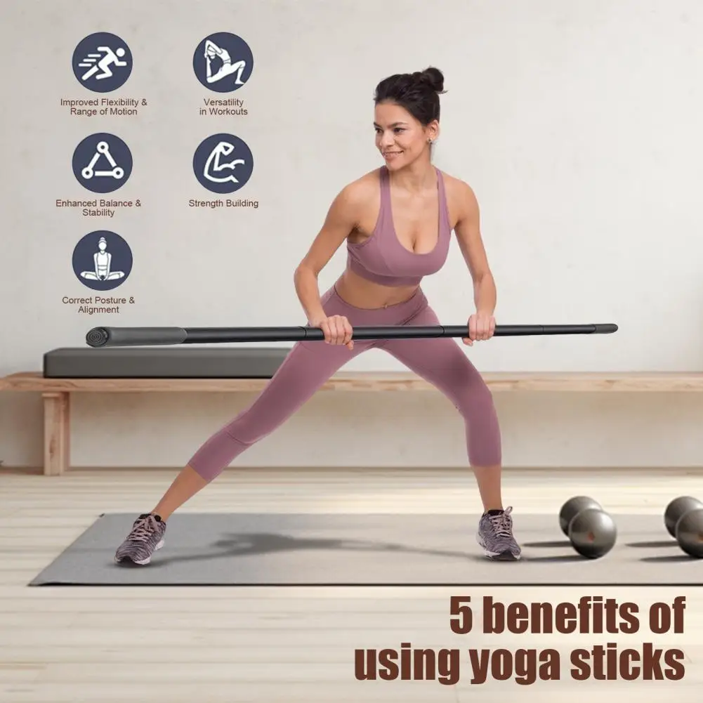 60 In Yoga Stick Adjustable Stainless Steel Stretching Rods With Foam Handles Yoga Posture Corrector Exercise Bar for Balance