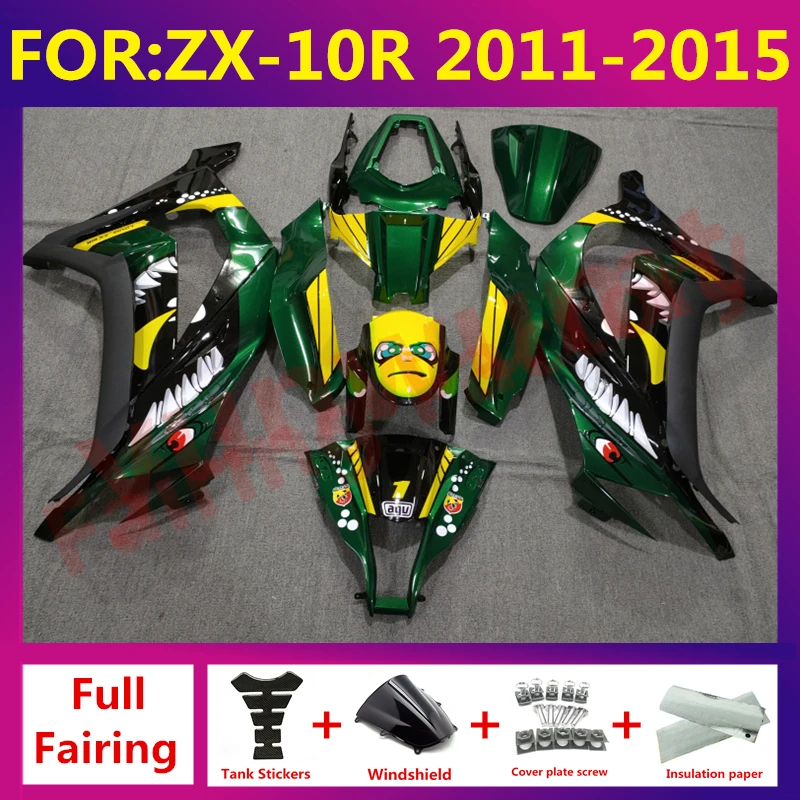 

New ABS Fairings Kit Fit for Kawasaki ZX-10R ZX10R ZX-10 2011 2012 2013 2014 2015 Bodywork full fairing kit ZXMT set green shark