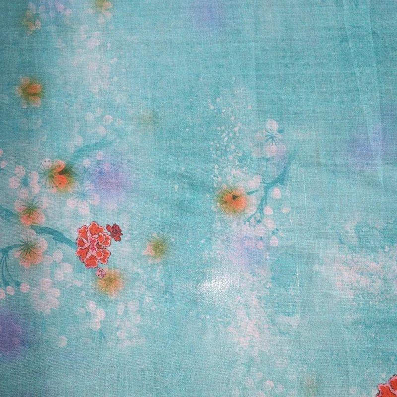 Ramie Plant Flower Printed Clothing Fabric Dress Shirt Sewing Fabric Spring and Summer Fashion Materials