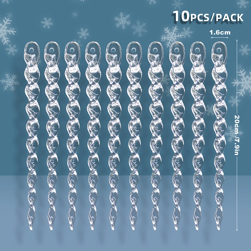 thumbnail image 1 of 10/12 piezas de adornos colgantes de árbol de Navidad de simulación de hielo transparente de Navidad, carámbanos falsos para fiesta de invierno, decoración del hogar de Año Nuevo, suministros de Navid, 1 of 5