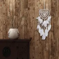 Love Heart Dream Catcher Pendant Feather Hanging Ornament LED Light Handmade Art Crafts Creative Beautiful for Party Decoration 2