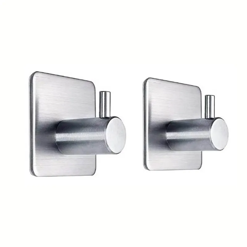 4Pcs Adhesive Heavy Duty Wall Hook Waterproof Stainless Steel, Mounting - Bathroom and Bedroom
