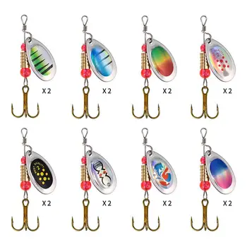 Bass Fishing Lure 16pcs Trout Spinner Lures For Fishing Kit Three Hook Topwater Fishing Lures Spoon-Style Bass Fishing Crank 5