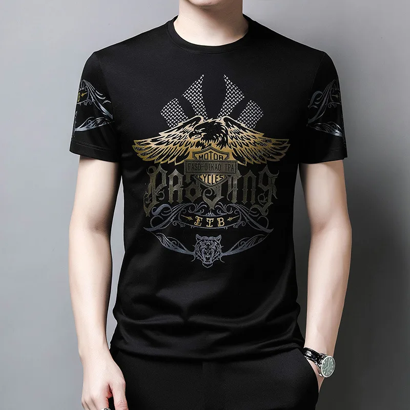 HZCX Men's & Women's Rhinestone Graphic T-Shirt - Mercerized Cotton Short Sleeve Tee With Fish Design (Black, XX-Large) - View #3
