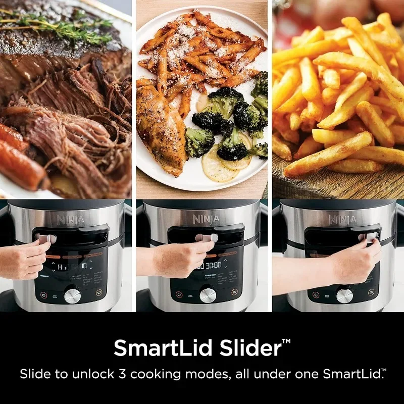 Ninja OL601 Foodi XL 8 Qt. Pressure Cooker Steam Fryer with SmartLid, 14-in-1 that Air Fries, Bakes & More with 3-Layer Capacity 3