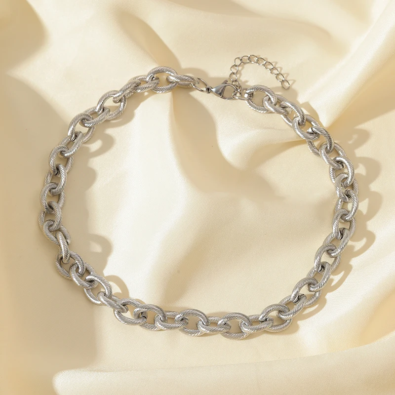 EILIECK 316L Stainless Steel Silver Color Thick Link Chain Necklace Bracelet Set For Women Men New Trendy Metal Jewelry Bijoux