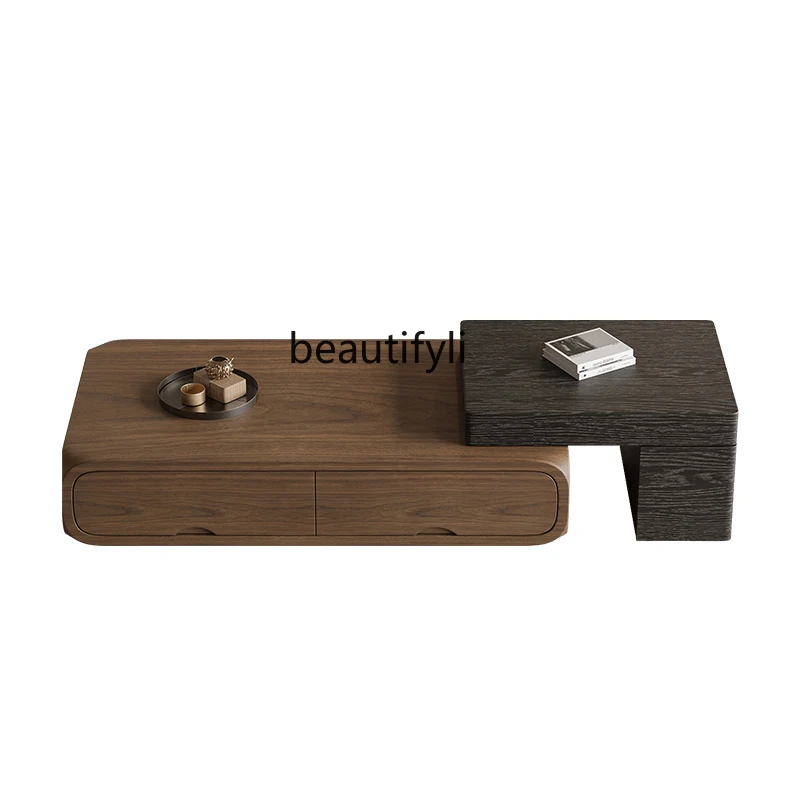 

Italian Simple Chinese Style Living Room Home Modern Walnut Color Tea Table Combination