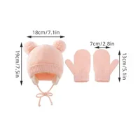 Cute Knitted Pompom Baby Hat Thick Warm Girl Boy Beanie Winter Ear Warm Cap Kids Glove Hats Bonnet Muts for Newborn 5