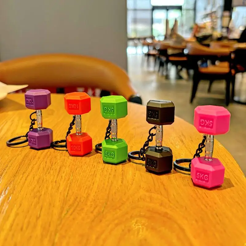 الصالة الرياضية الدمبل المفاتيح موضة ثلاثية الأبعاد بولي كلوريد الفينيل الدمبل المفاتيح سيارة مفتاح المحفظة ظهره قلادة الهدايا الإبداعية لعشاق اللياقة البدنية