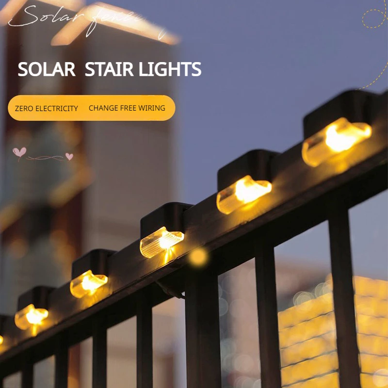 

8PCS Solar Step Lights Outdoor Waterproof Stair Lights with Light Control for Garden Yard Porch Transparent lampshade