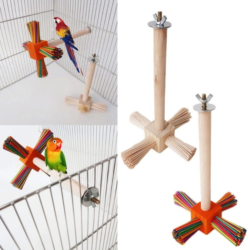 

Wooden Bird Parrot Stand Holder Paw Grinding Perch Chew Pet Swing Hangings Toy F1FB