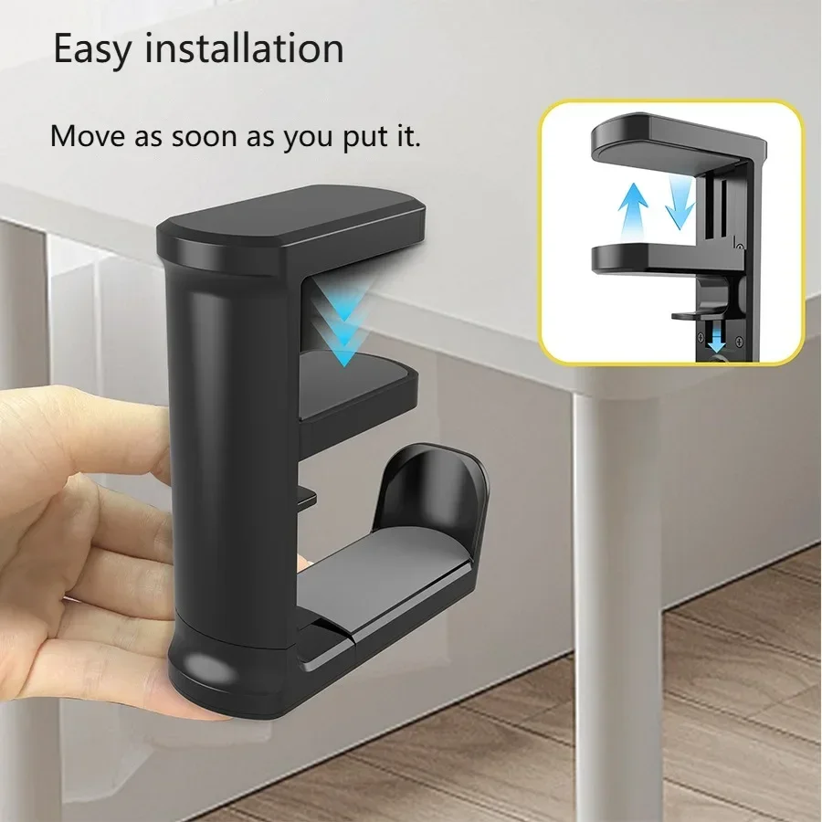 New No Punch Table Clip Hook Headphone Holder 360 Degree Rotating Headphone Holder Storage Hanging For Bose Sony Airpods Max