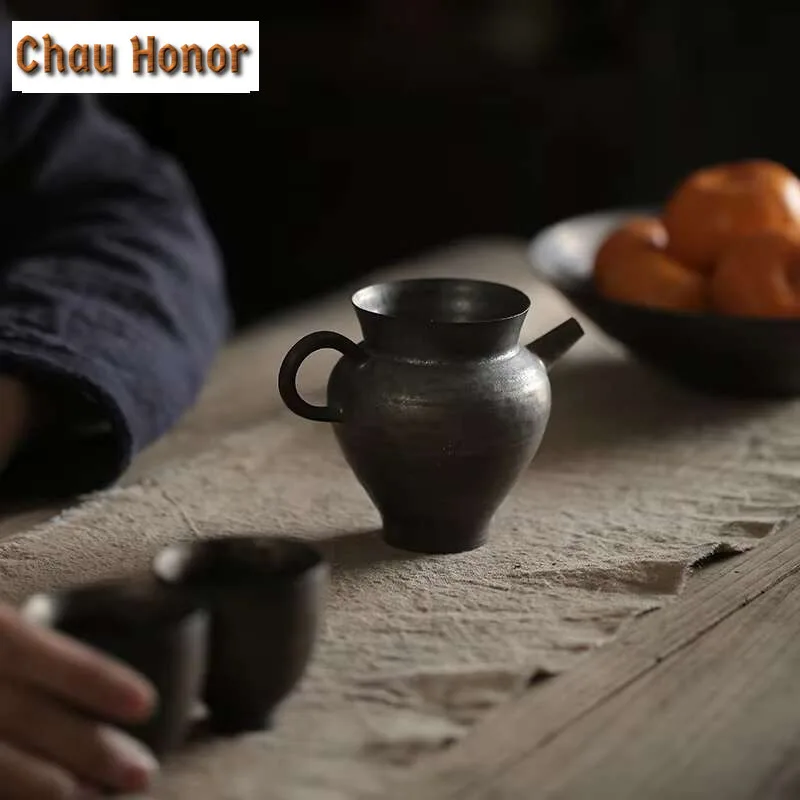 200ml Chinese Iron Rust Glazed Tea Pitcher Japanese Thin Tire Coarse Pottery Cha Hai Justice Cup Coffee Cafes Accessories Gifts