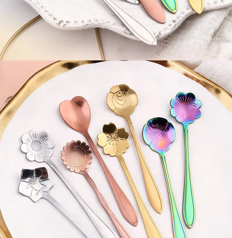 Silver Gold Stainless Steel Spoon Set View 1