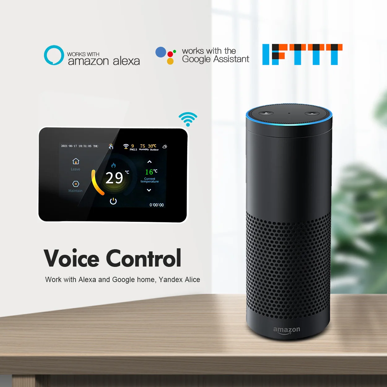 WiFi Smart Home Thermostat Heating Temperature Controller with Celsius/Fahrenheit LED Touch Screen Works with Alexa Google Home