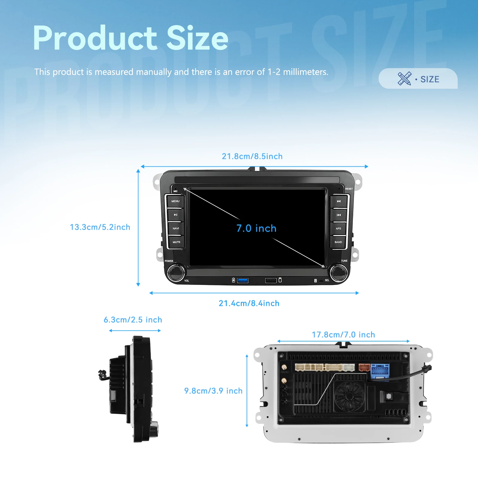 Podofo 4+64G 7'' Autoradio für VW/PASSAT/TOURAN/GOLF Multimedia-Player 8-Kern Qualcomm Carplay Android Auto DSP RDS BT Auto-Audio – Detail 36