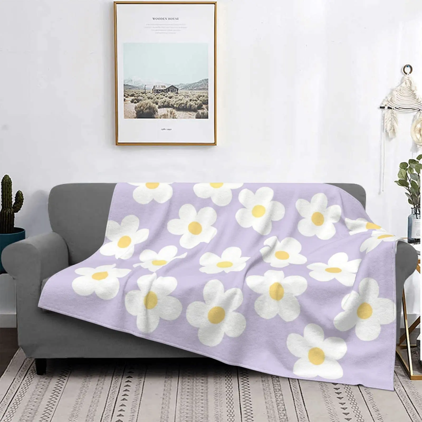 

Плед-одеяло s 70s-Retro-Flower-Power, одеяло для кровати, теплое легкое фланелевое одеяло s для дивана, кровати, покрывало с лавандовым цветком
